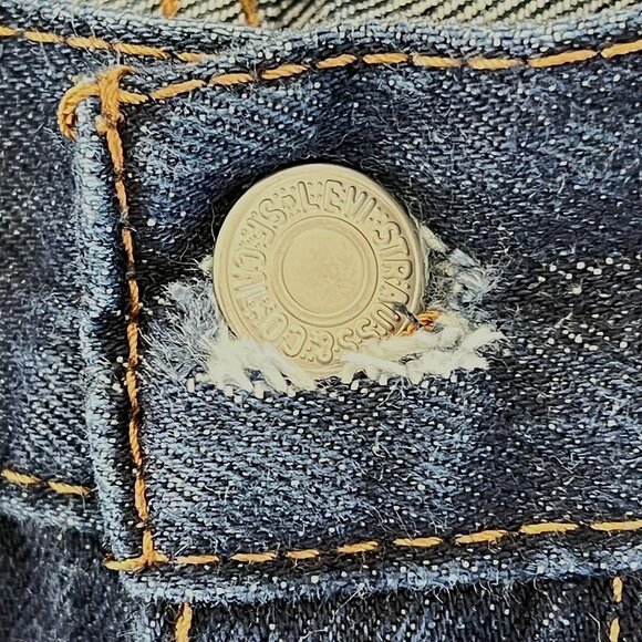 Levis 505 Mens Straight Leg Jeans W38 L30 Dark Blue Denim VGUC *See Description - Picture 7 of 16